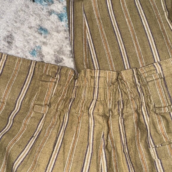 Vintage 80s Gitano Khaki Pleated High Waist Trousers Wide Leg Stripped READ - Picture 7 of 12